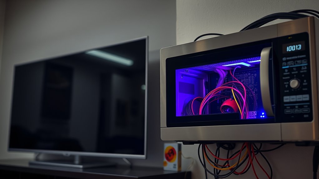 microwave triggers tv shutdown